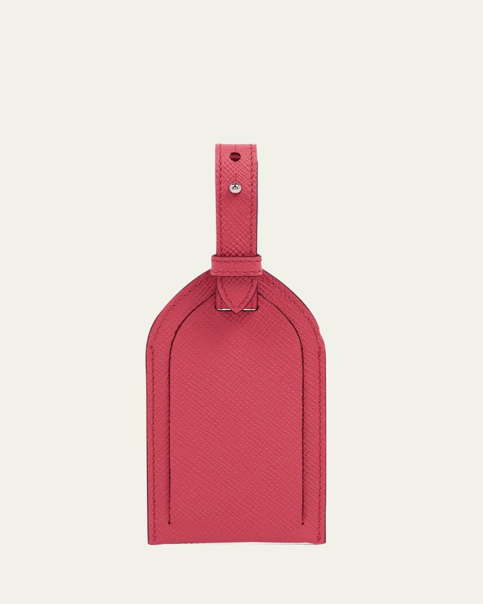 Raspberry Leather Luggage Tag